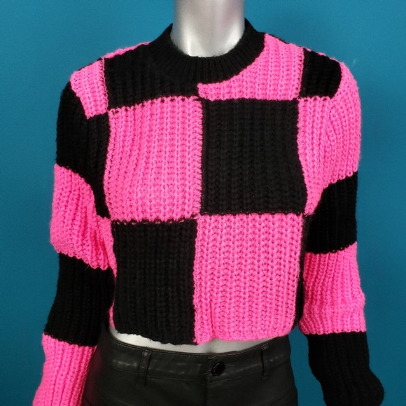 Collusion Sweaters - COLLUSION Mod Checkerboard Cropped Sweater /(NWOT)